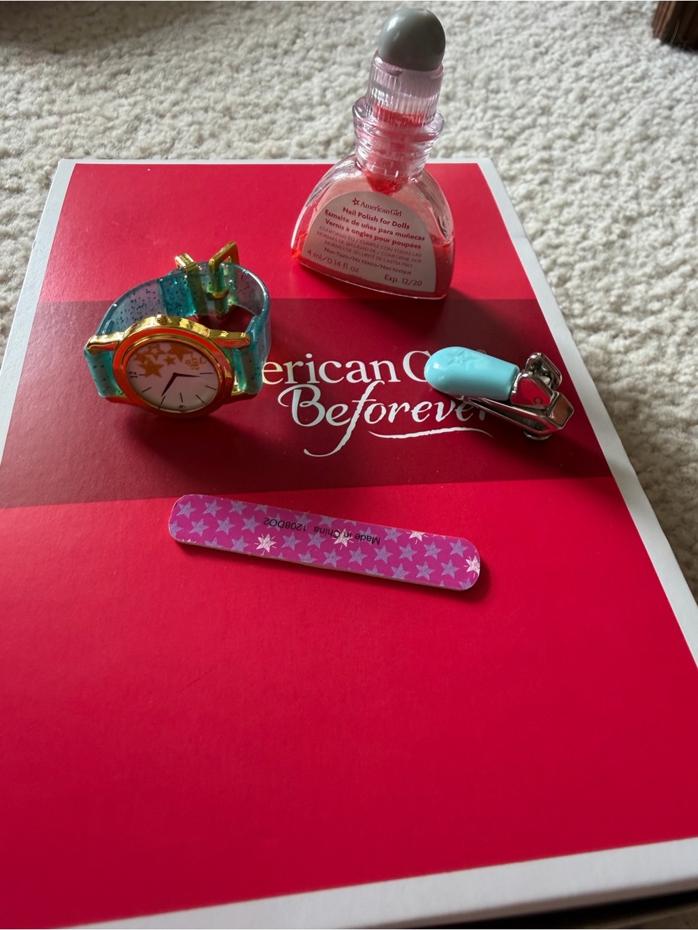 American Girl Doll glitter watch and nail care set